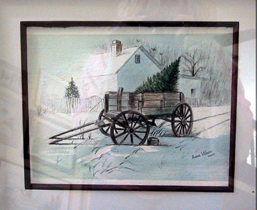 Watercolor of Winter Wagon